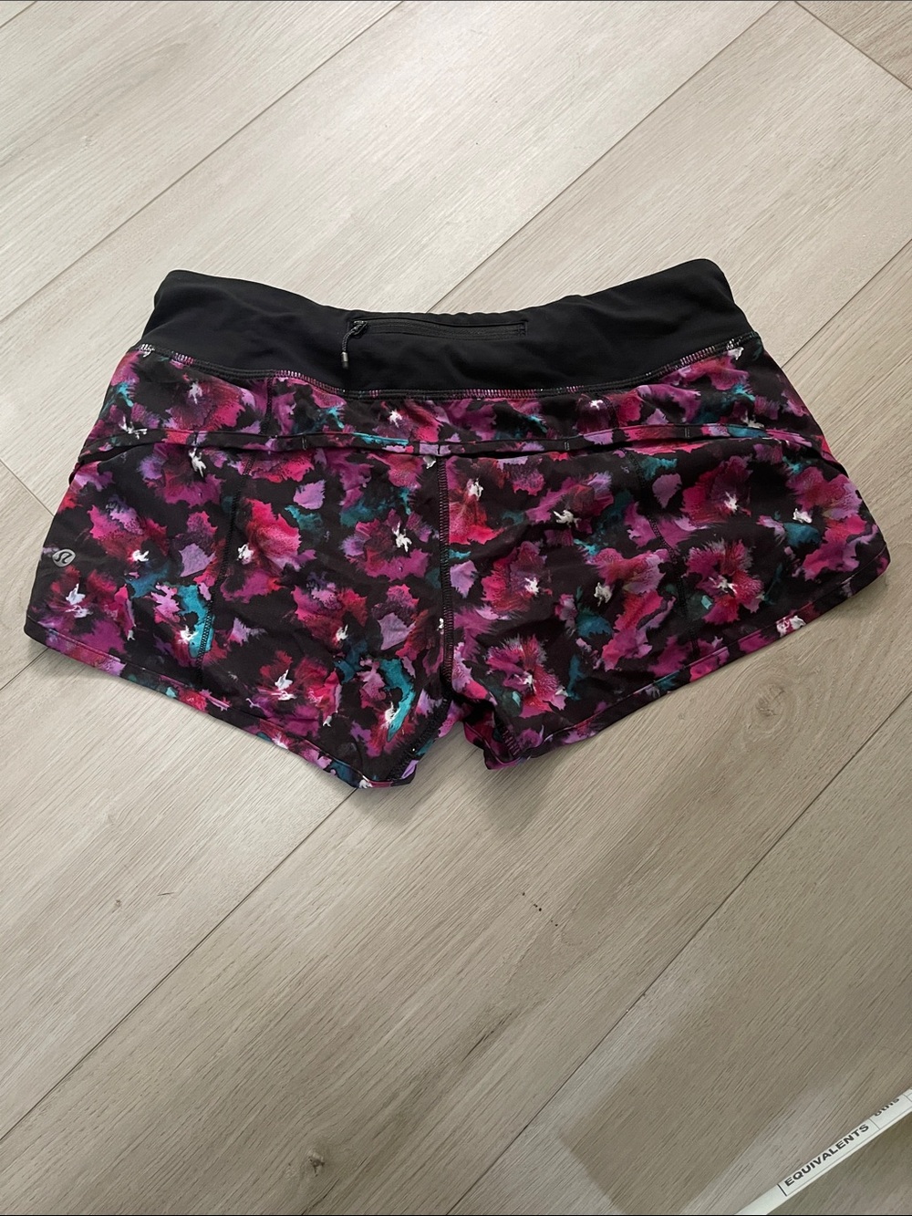 Lululemon Women's Floral Active Shorts - Black with Pink & Teal Accents